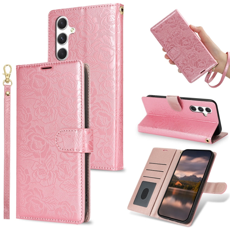 For Samsung Galaxy S25 5G Peony Flowers Imprint Leather Phone Case(Pink) - Galaxy S25 5G Cases by PMC Jewellery | Online Shopping South Africa | PMC Jewellery | Buy Now Pay Later Mobicred