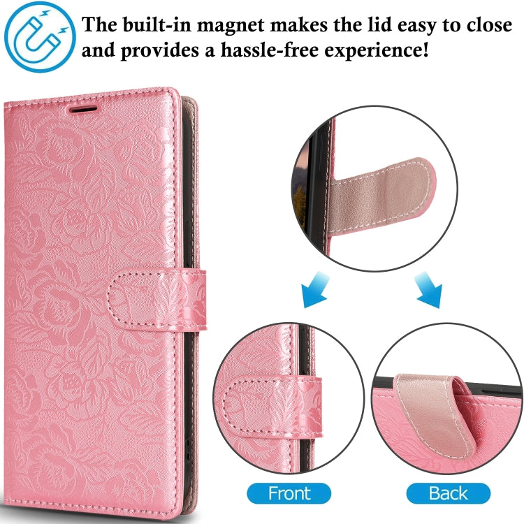 For Samsung Galaxy S25 5G Peony Flowers Imprint Leather Phone Case(Pink) - Galaxy S25 5G Cases by PMC Jewellery | Online Shopping South Africa | PMC Jewellery | Buy Now Pay Later Mobicred