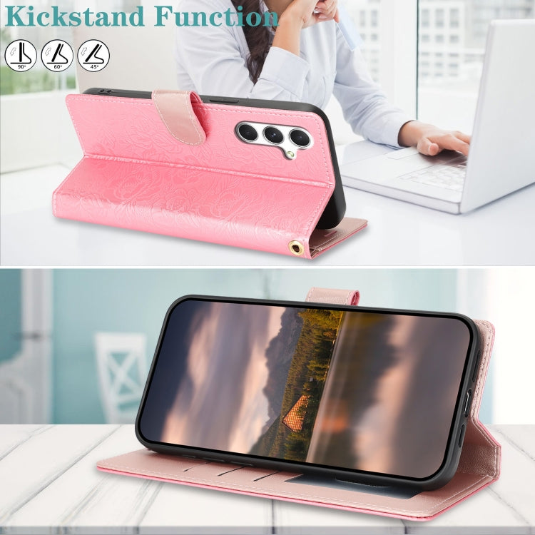 For Samsung Galaxy S25 5G Peony Flowers Imprint Leather Phone Case(Pink) - Galaxy S25 5G Cases by PMC Jewellery | Online Shopping South Africa | PMC Jewellery | Buy Now Pay Later Mobicred