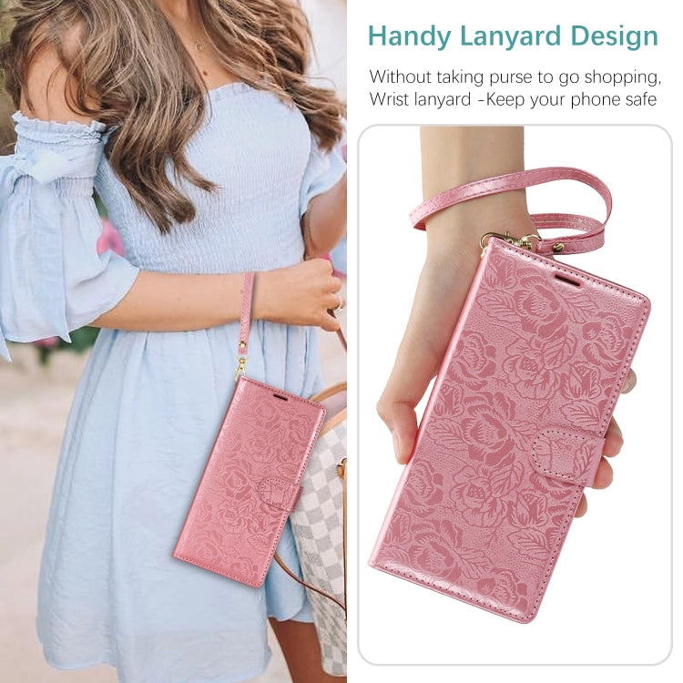 For Samsung Galaxy S25 Ultra 5G Peony Flowers Imprint Leather Phone Case(Pink) - Galaxy S25 Ultra 5G Cases by PMC Jewellery | Online Shopping South Africa | PMC Jewellery | Buy Now Pay Later Mobicred