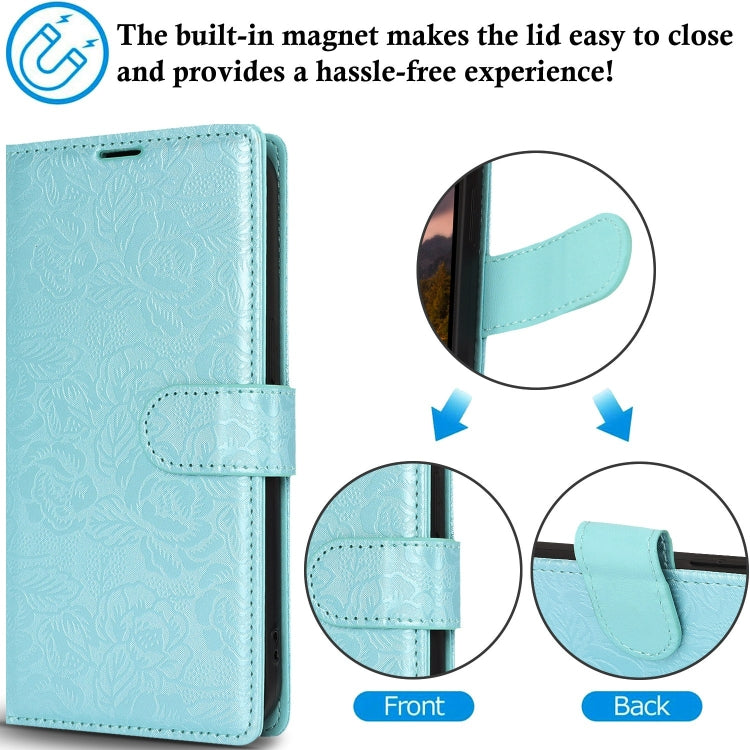 For Samsung Galaxy S25 Ultra 5G Peony Flowers Imprint Leather Phone Case(Sky Blue) - Galaxy S25 Ultra 5G Cases by PMC Jewellery | Online Shopping South Africa | PMC Jewellery | Buy Now Pay Later Mobicred