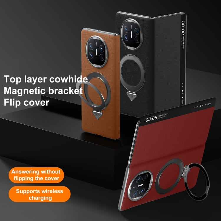 For Huawei Mate X5 / X3 SULADA Smart View Window MagSafe Magnetic Holder Leather Phone Case(Brown) - free shipping - PMC TechLife - Order now!