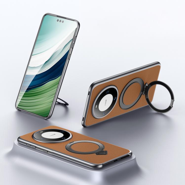 For Huawei Mate 60 SULADA Top Grain Leather MagSafe Magnetic Holder Phone Case(Brown) - free shipping - PMC TechLife - Order now!