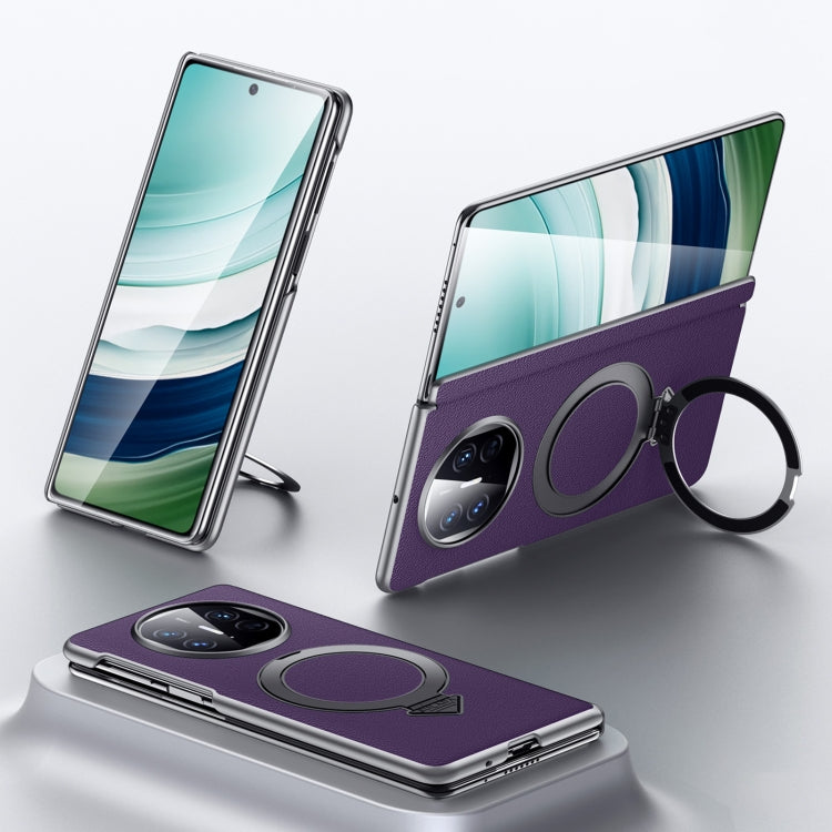 For Huawei Mate X5 / X3 SULADA Top Grain Leather MagSafe Magnetic Holder Phone Case(Purple) - free shipping - PMC TechLife - Order now!