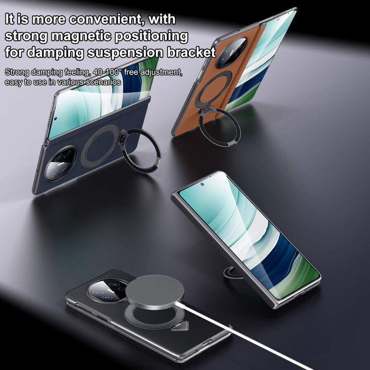 For Huawei Mate X5 / X3 SULADA Top Grain Leather MagSafe Magnetic Holder Phone Case(Black) - Huawei Cases by SULADA | Online Shopping South Africa | PMC TechLife | Buy Now Pay Later Mobicred