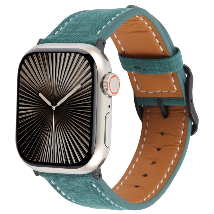 For Apple Watch 46mm / 49mm / 45mm / 44mm Plaid Buckle Microfiber Leather Watch Band(Green) - free shipping - PMc TechLife - Order now!