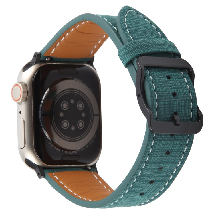 For Apple Watch 46mm / 49mm / 45mm / 44mm Plaid Buckle Microfiber Leather Watch Band(Green) - free shipping - PMc TechLife - Order now!