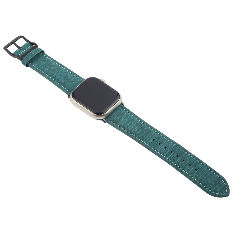 For Apple Watch 46mm / 49mm / 45mm / 44mm Plaid Buckle Microfiber Leather Watch Band(Green) - free shipping - PMc TechLife - Order now!