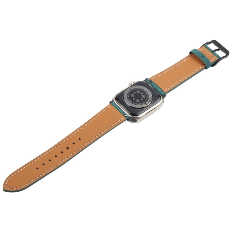 For Apple Watch 46mm / 49mm / 45mm / 44mm Plaid Buckle Microfiber Leather Watch Band(Green) - free shipping - PMc TechLife - Order now!