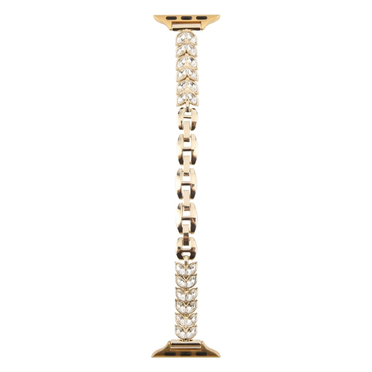 For Apple Watch 46mm / 49mm / 45mm / 44mm Quick Release Leaf Diamond Alloy Slim Watch Band(Gold) - free shipping - PMC TechLife - Order now!