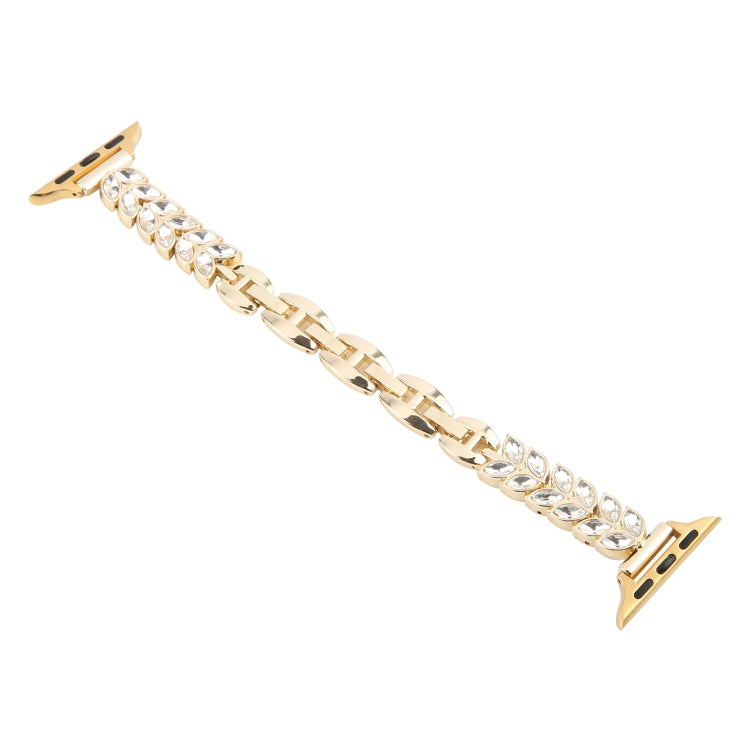 For Apple Watch 46mm / 49mm / 45mm / 44mm Quick Release Leaf Diamond Alloy Slim Watch Band(Gold) - free shipping - PMC TechLife - Order now!