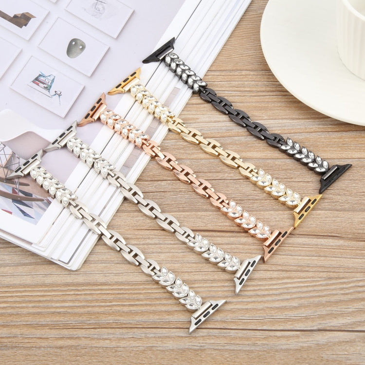 For Apple Watch 46mm / 49mm / 45mm / 44mm Quick Release Leaf Diamond Alloy Slim Watch Band(Gold) - free shipping - PMC TechLife - Order now!
