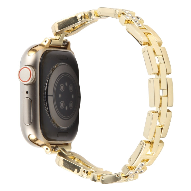 For Apple Watch 42mm / 41mm / 40mm / 38mm Quick Release U-Shaped Diamond Alloy Slim Watch Band(Gold) - Watch Bands by PMC TechLife | Online Shopping South Africa | PMC TechLife | Buy Now Pay Later Mobicred