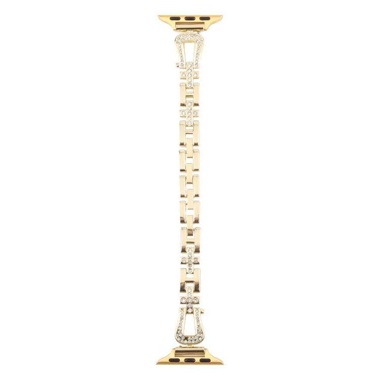 For Apple Watch 42mm / 41mm / 40mm / 38mm Quick Release U-Shaped Diamond Alloy Slim Watch Band(Gold) - Watch Bands by PMC TechLife | Online Shopping South Africa | PMC TechLife | Buy Now Pay Later Mobicred
