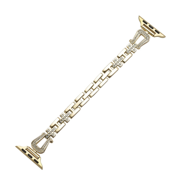 For Apple Watch 42mm / 41mm / 40mm / 38mm Quick Release U-Shaped Diamond Alloy Slim Watch Band(Gold) - Watch Bands by PMC TechLife | Online Shopping South Africa | PMC TechLife | Buy Now Pay Later Mobicred