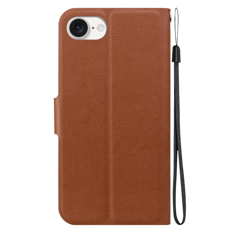 For iPhone 16e Ultra-thin Voltage Magnetic Buckle Leather Phone Case(Brown) - iPhone 16e Cases by PMC TechLife | Online Shopping South Africa | PMC TechLife | Buy Now Pay Later Mobicred