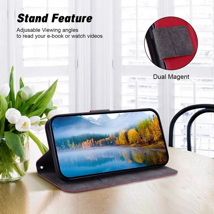 For iPhone 16e Ultra-thin Voltage Magnetic Buckle Leather Phone Case(Red) - iPhone 16e Cases by PMC TechLife | Online Shopping South Africa | PMC TechLife | Buy Now Pay Later Mobicred