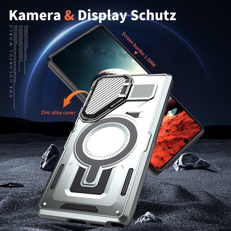 For Samsung Galaxy S25+ 5G Shield Frame Holder MagSafe Phone Case(Grey) - Galaxy S25+ 5G Cases by PMC Jewellery | Online Shopping South Africa | PMC Jewellery | Buy Now Pay Later Mobicred