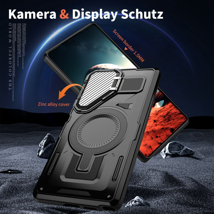 For Samsung Galaxy S25 Ultra 5G Shield Frame Holder MagSafe Phone Case(Black) - Galaxy S25 Ultra 5G Cases by PMC Jewellery | Online Shopping South Africa | PMC Jewellery | Buy Now Pay Later Mobicred