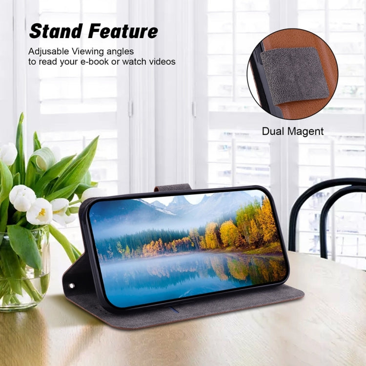 For Samsung Galaxy S25 Ultra 5G Ultra-thin Voltage Magnetic Buckle Leather Phone Case(Brown) - Galaxy S25 Ultra 5G Cases by PMC TechLife | Online Shopping South Africa | PMC TechLife | Buy Now Pay Later Mobicred