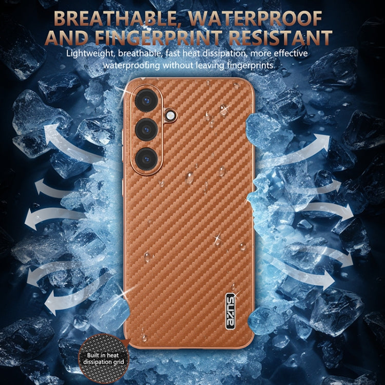 For Samsung Galaxy S25+ 5G AZNS Electroplated Edge Carbon Fiber Texture Phone Case(Blue) - free shipping - PMC Jewellery - Order now!