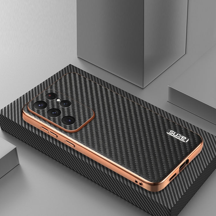 For Samsung Galaxy S25 Ultra 5G AZNS Electroplated Edge Carbon Fiber Texture Phone Case(Black) - Galaxy S25 Ultra 5G Cases by AZNS | Online Shopping South Africa | PMC Jewellery | Buy Now Pay Later Mobicred