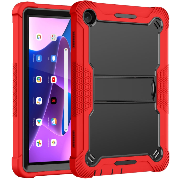 For Lenovo Tab M10 3rd Gen / TB328 Silicone Hybrid PC Tablet Case with Holder(Red Black) - Lenovo by PMC TechLife | Online Shopping South Africa | PMC TechLife | Buy Now Pay Later Mobicred