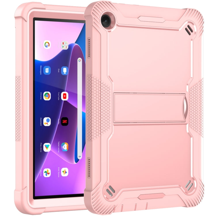 For Lenovo Tab M10 3rd Gen / TB328 Silicone Hybrid PC Tablet Case with Holder(Rose Gold) - Lenovo by PMC TechLife | Online Shopping South Africa | PMC TechLife | Buy Now Pay Later Mobicred