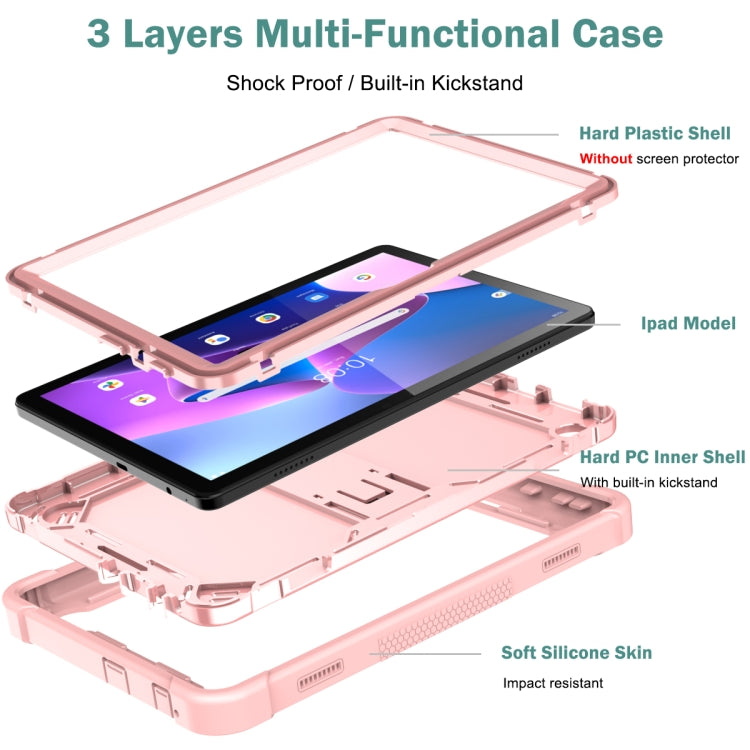 For Lenovo Tab M10 3rd Gen / TB328 Silicone Hybrid PC Tablet Case with Holder(Rose Gold) - Lenovo by PMC TechLife | Online Shopping South Africa | PMC TechLife | Buy Now Pay Later Mobicred