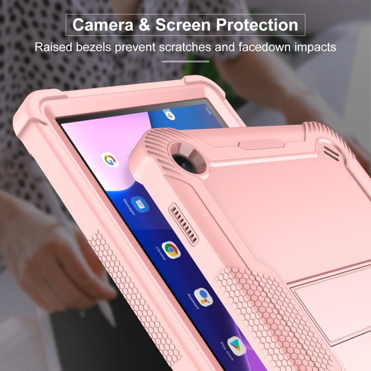 For Lenovo Tab M10 3rd Gen / TB328 Silicone Hybrid PC Tablet Case with Holder(Rose Gold) - Lenovo by PMC TechLife | Online Shopping South Africa | PMC TechLife | Buy Now Pay Later Mobicred