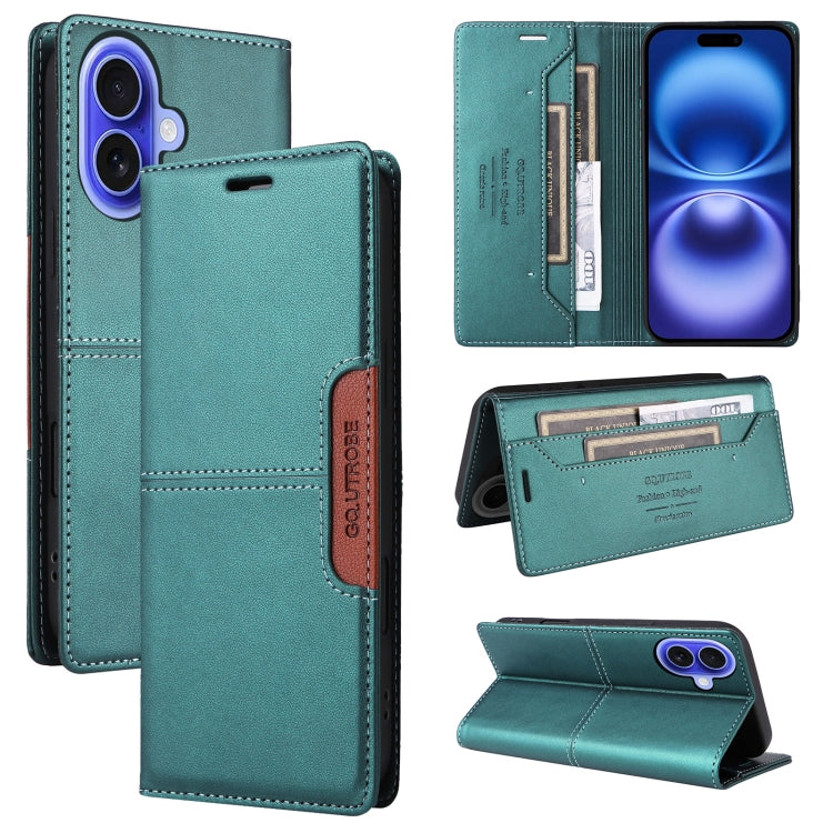 For iPhone 16 GQUTROBE G01 RFID Anti-theft Leather Phone Case(Green) - free shipping - PMC Jewellery - Order now!