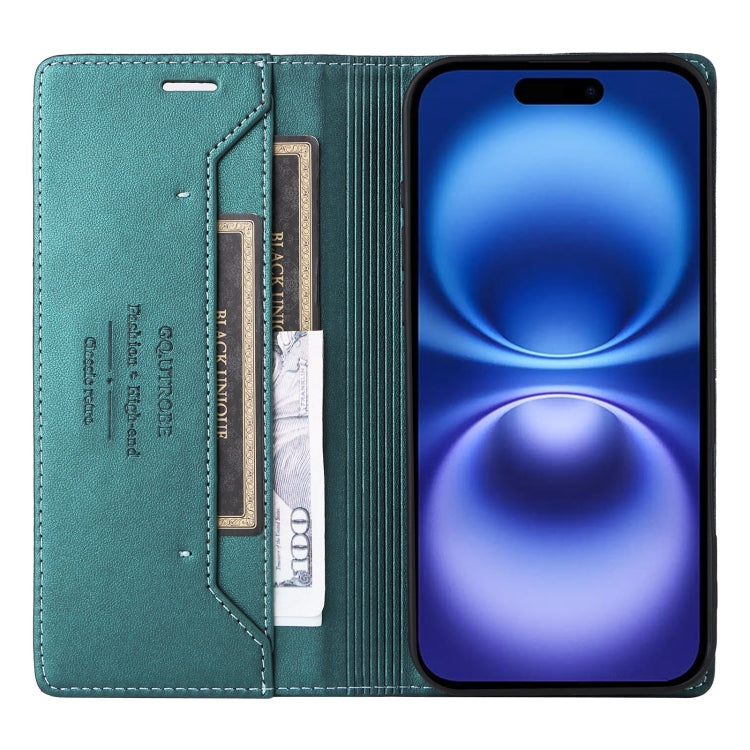 For iPhone 16 GQUTROBE G01 RFID Anti-theft Leather Phone Case(Green) - free shipping - PMC Jewellery - Order now!