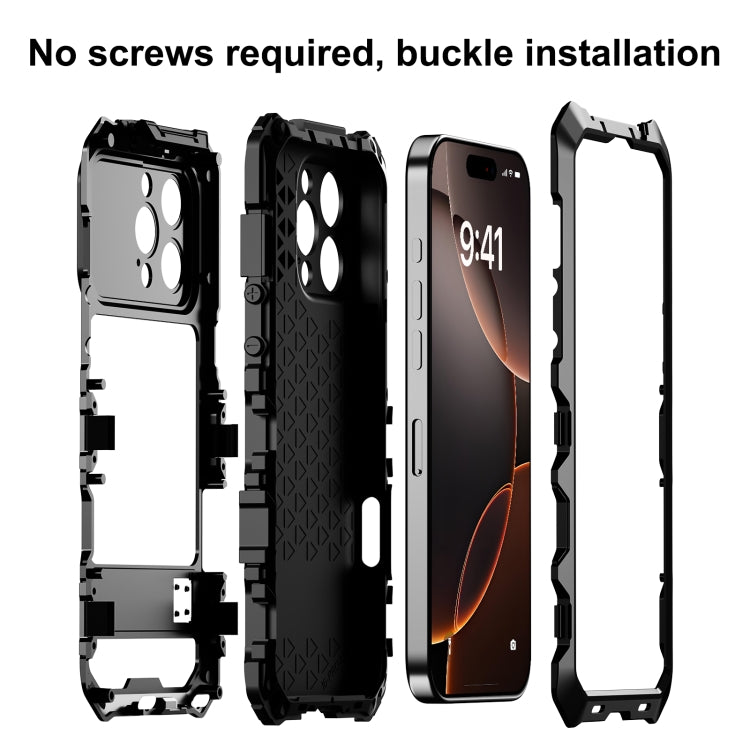 For iPhone 16 Pro R-JUST Life Waterproof Dustproof Shockproof Phone Case(Black) - free shipping - PMC Jewellery - Order now!