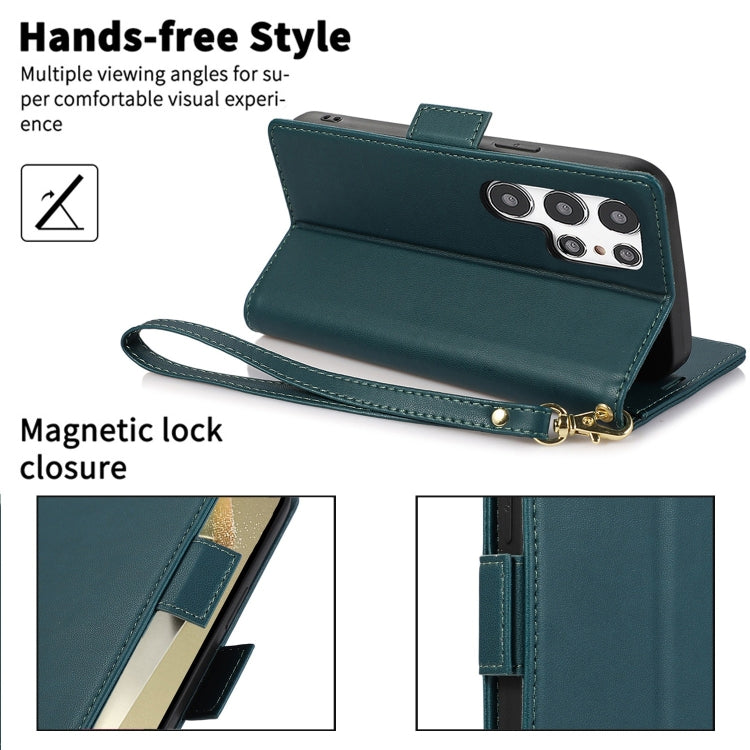For Samsung Galaxy S25 Ultra 5G Side Buckle RFID Anti-theft Leather Phone Case(Green) - Galaxy S25 Ultra 5G Cases by PMC TechLife | Online Shopping South Africa | PMC TechLife | Buy Now Pay Later Mobicred