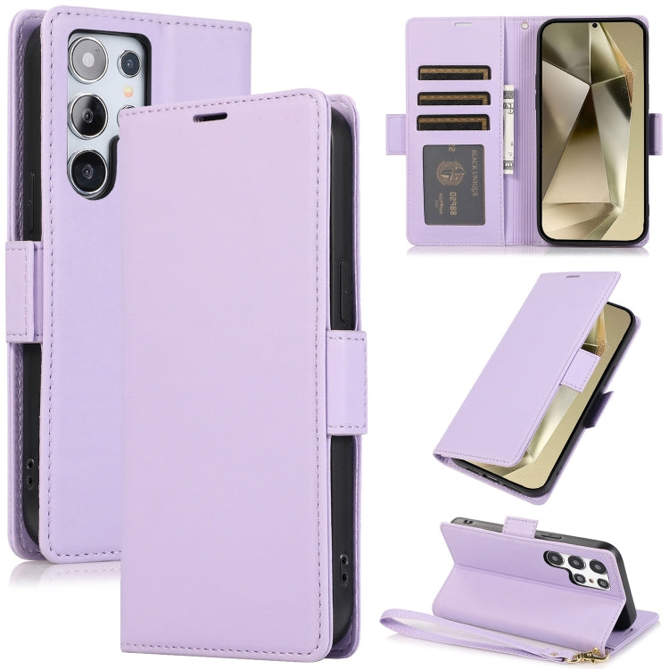 For Samsung Galaxy S25 Ultra 5G Side Buckle RFID Anti-theft Leather Phone Case(Light Purple) - Galaxy S25 Ultra 5G Cases by PMC TechLife | Online Shopping South Africa | PMC TechLife | Buy Now Pay Later Mobicred