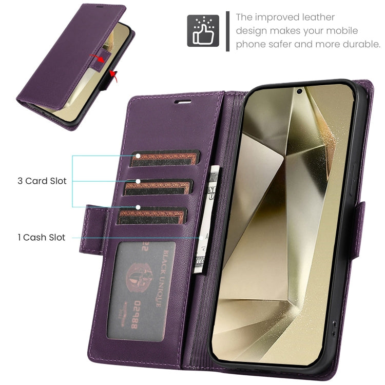 For Samsung Galaxy S25 Ultra 5G Side Buckle RFID Anti-theft Leather Phone Case(Dark Purple) - Galaxy S25 Ultra 5G Cases by PMC TechLife | Online Shopping South Africa | PMC TechLife | Buy Now Pay Later Mobicred