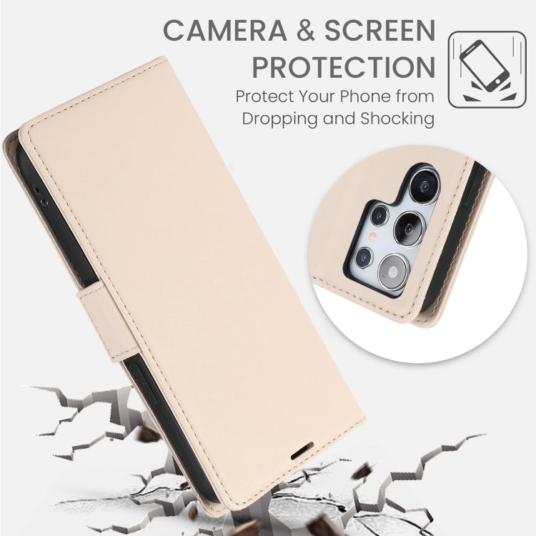 For Samsung Galaxy S25 Ultra 5G Side Buckle RFID Anti-theft Leather Phone Case(Apricot) - free shipping - PMC TechLife - Order now!