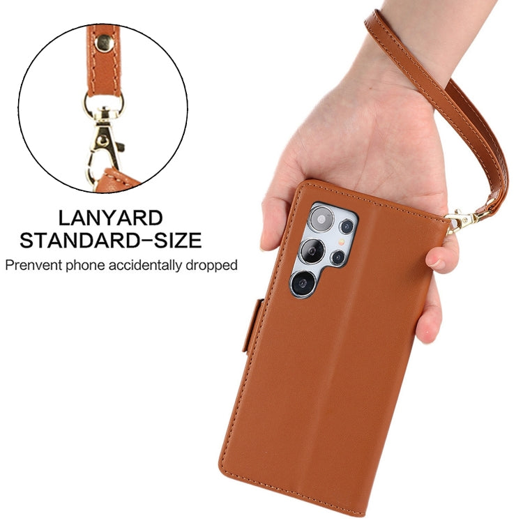 For Samsung Galaxy S25 Ultra 5G Side Buckle RFID Anti-theft Leather Phone Case(Brown) - Galaxy S25 Ultra 5G Cases by PMC TechLife | Online Shopping South Africa | PMC TechLife | Buy Now Pay Later Mobicred