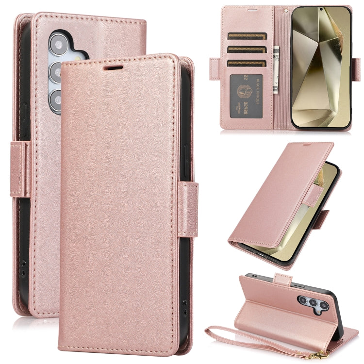 For Samsung Galaxy S25 / S24 5G Side Buckle RFID Anti-theft Leather Phone Case(Rose Gold) - free shipping - PMC TechLife - Order now!