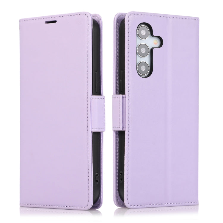For Samsung Galaxy S25 / S24 5G Side Buckle RFID Anti-theft Leather Phone Case(Light Purple) - Galaxy S25 5G Cases by PMC TechLife | Online Shopping South Africa | PMC TechLife | Buy Now Pay Later Mobicred
