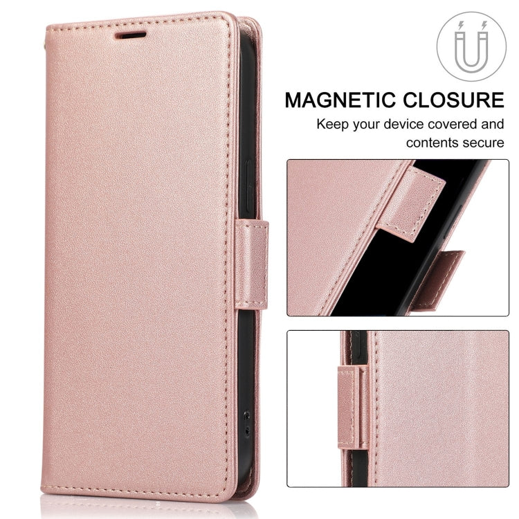 For Samsung Galaxy S25+ / S24+ 5G Side Buckle RFID Anti-theft Leather Phone Case(Rose Gold) - Galaxy S25+ 5G Cases by PMC TechLife | Online Shopping South Africa | PMC TechLife | Buy Now Pay Later Mobicred