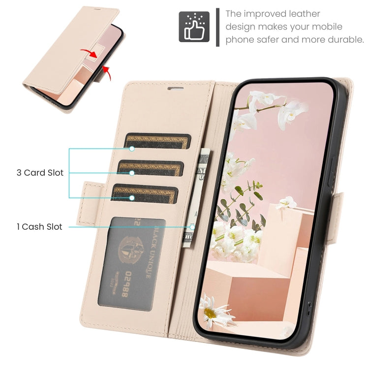 For Samsung Galaxy S25+ / S24+ 5G Side Buckle RFID Anti-theft Leather Phone Case(Apricot) - free shipping - PMC Jewellery - Order now!