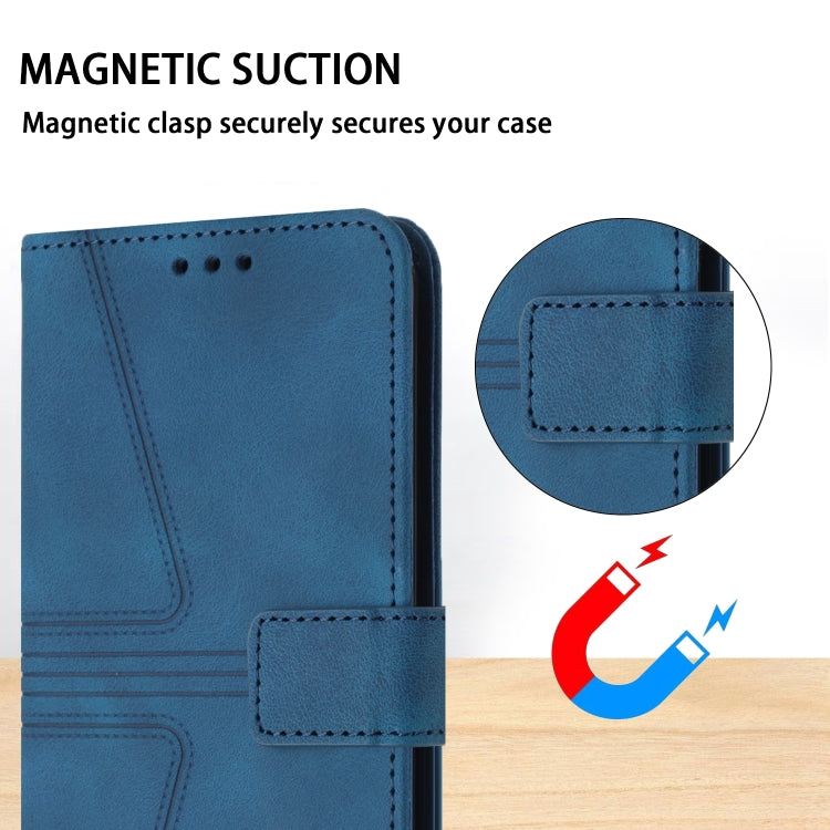 For Samsung Galaxy S25 5G Triangle Solid Color Leather Phone Case(Blue) - Galaxy S25 5G Cases by PMC TechLife | Online Shopping South Africa | PMC TechLife | Buy Now Pay Later Mobicred