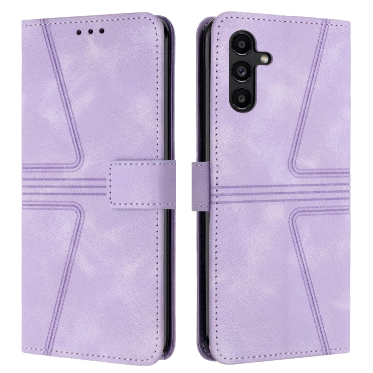 For Samsung Galaxy S25 5G Triangle Solid Color Leather Phone Case(Purple) - Galaxy S25 5G Cases by PMC TechLife | Online Shopping South Africa | PMC TechLife | Buy Now Pay Later Mobicred