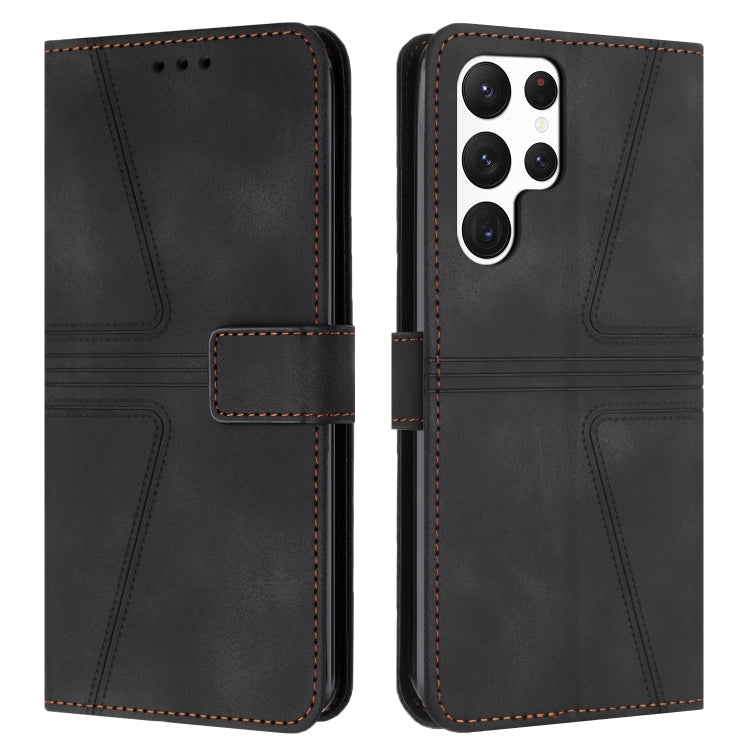 For Samsung Galaxy S25 Ultra 5G Triangle Solid Color Leather Phone Case(Black) - Galaxy S25 Ultra 5G Cases by PMC TechLife | Online Shopping South Africa | PMC TechLife | Buy Now Pay Later Mobicred