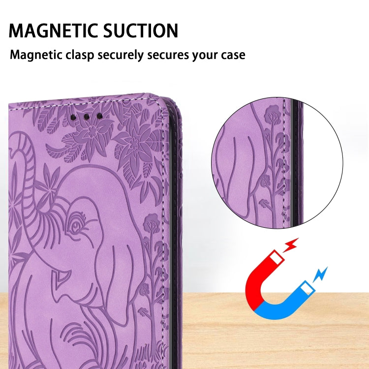 For Samsung Galaxy S25 Ultra 5G Retro Elephant Embossed Leather Phone Case(Purple) - Galaxy S25 Ultra 5G Cases by PMC Jewellery | Online Shopping South Africa | PMC Jewellery | Buy Now Pay Later Mobicred