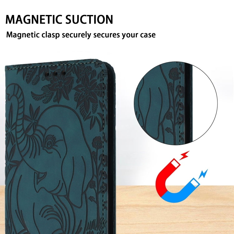 For Samsung Galaxy S25 5G Retro Elephant Embossed Leather Phone Case(Green) - Galaxy S25 5G Cases by PMC Jewellery | Online Shopping South Africa | PMC Jewellery | Buy Now Pay Later Mobicred