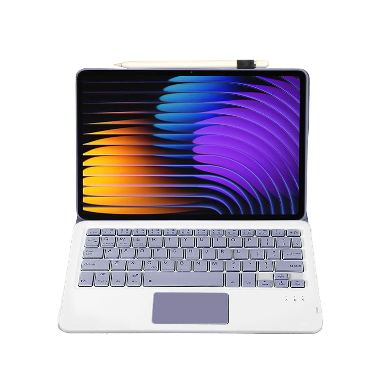 For Xiaomi Pad 7 / 7 Pro 11.2 inch A0N13-A Ultra-thin Detachable Bluetooth Keyboard Leather Tablet Case with Touchpad(Lavender White) - free shipping - PMC Jewellery - Order now!