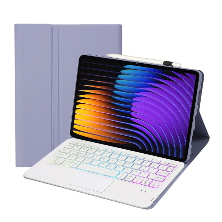 For Xiaomi Pad 7 / 7 Pro 11.2 inch A0N13-AS Ultra-thin Detachable Backlight Bluetooth Keyboard Leather Tablet Case with Touchpad(Lavender White) - free shipping - PMC Jewellery - Order now!