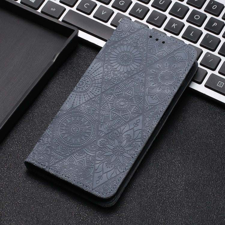 For Samsung Galaxy S25 Ultra 5G Ethnic Embossed Adsorption Leather Phone Case(Grey) - Galaxy S25 Ultra 5G Cases by PMC Jewellery | Online Shopping South Africa | PMC Jewellery | Buy Now Pay Later Mobicred